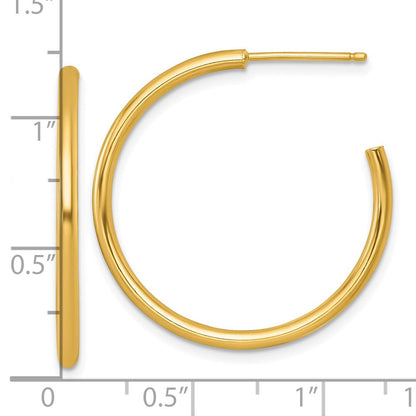 14K Gelbgold 2.0 X 30mm Poliert Stecker Creolen