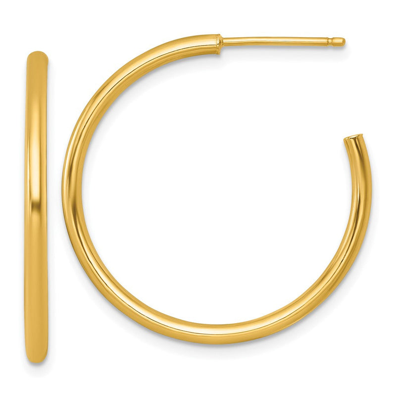 14K Gelbgold 2.0 X 30mm Poliert Stecker Creolen