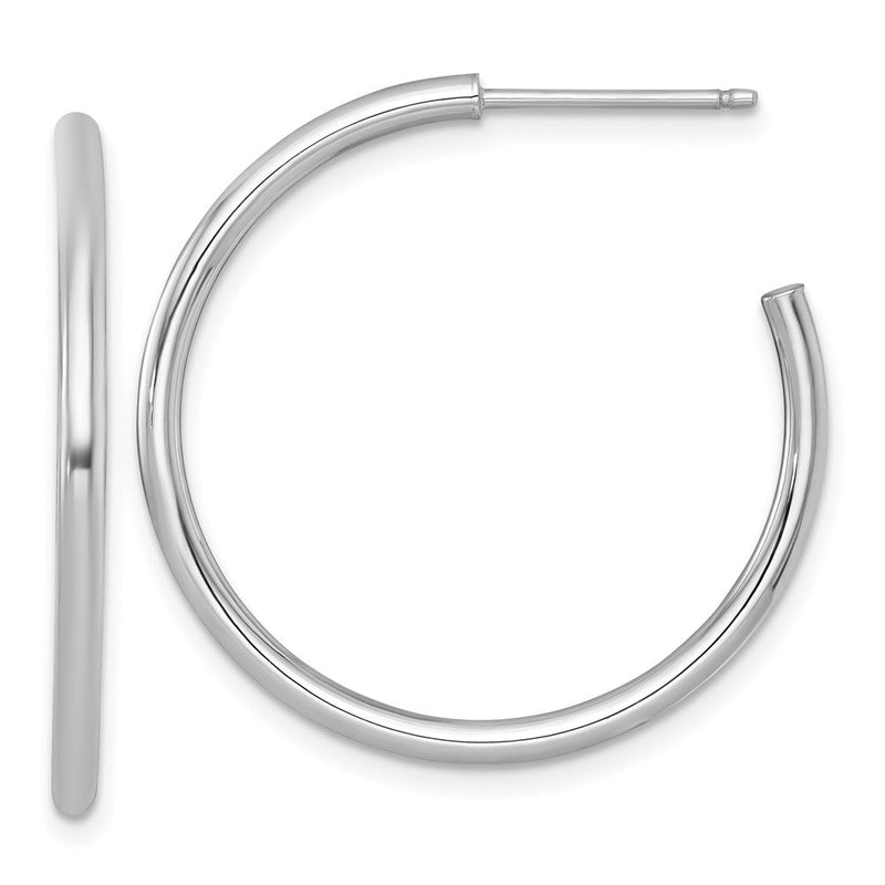 14K Weißgold 2.0 X 30mm Poliert Stecker Creolen
