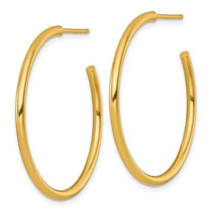 14K Gelbgold 2.0 X 35mm Poliert Stecker Creolen