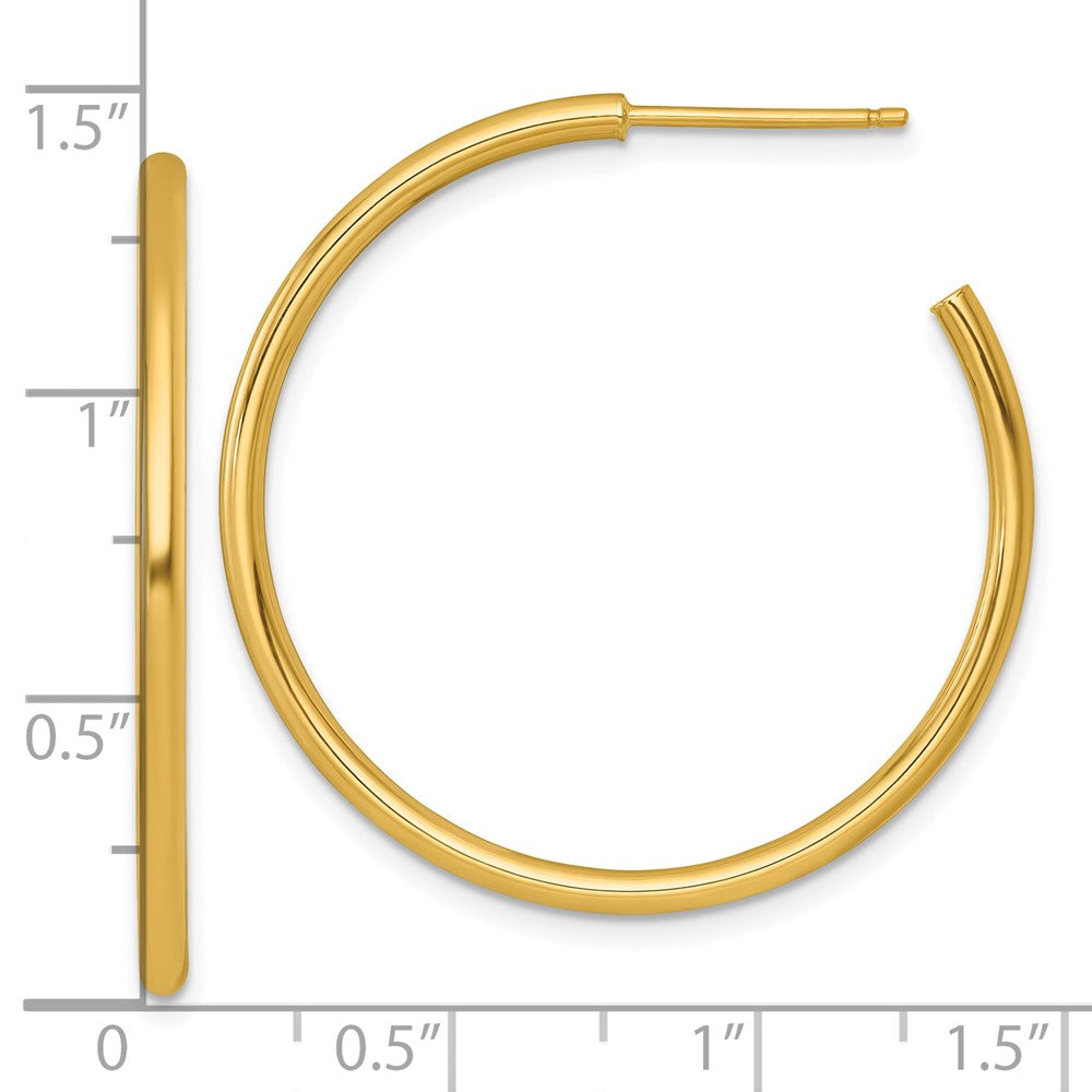 14K Gelbgold 2.0 X 35mm Poliert Stecker Creolen