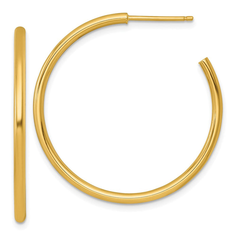 14K Gelbgold 2.0 X 35mm Poliert Stecker Creolen