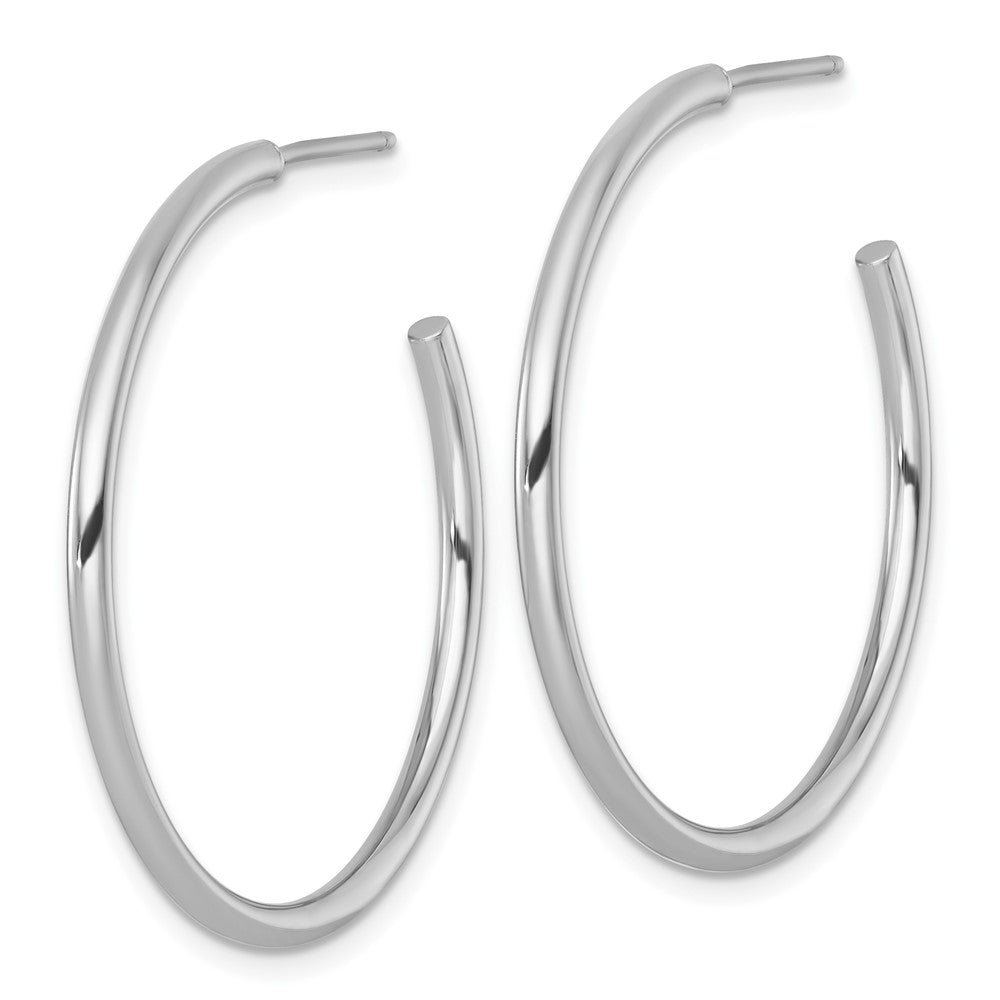 14K Weißgold 2.0 X 35mm Poliert Stecker Creolen