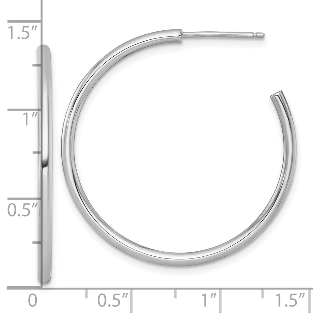 14K Weißgold 2.0 X 35mm Poliert Stecker Creolen