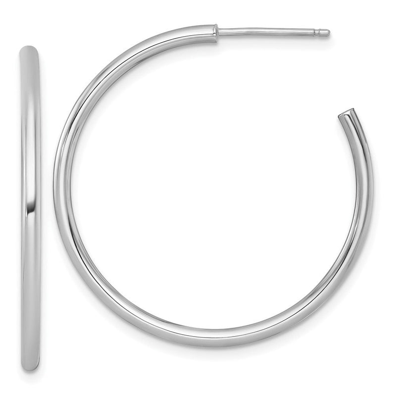 14K Weißgold 2.0 X 35mm Poliert Stecker Creolen