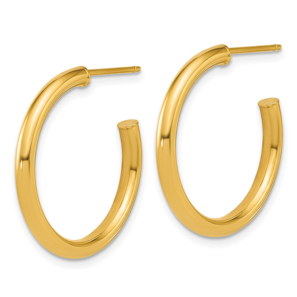 14K Gelbgold 2.5 X 25mm Poliert Stecker Creolen