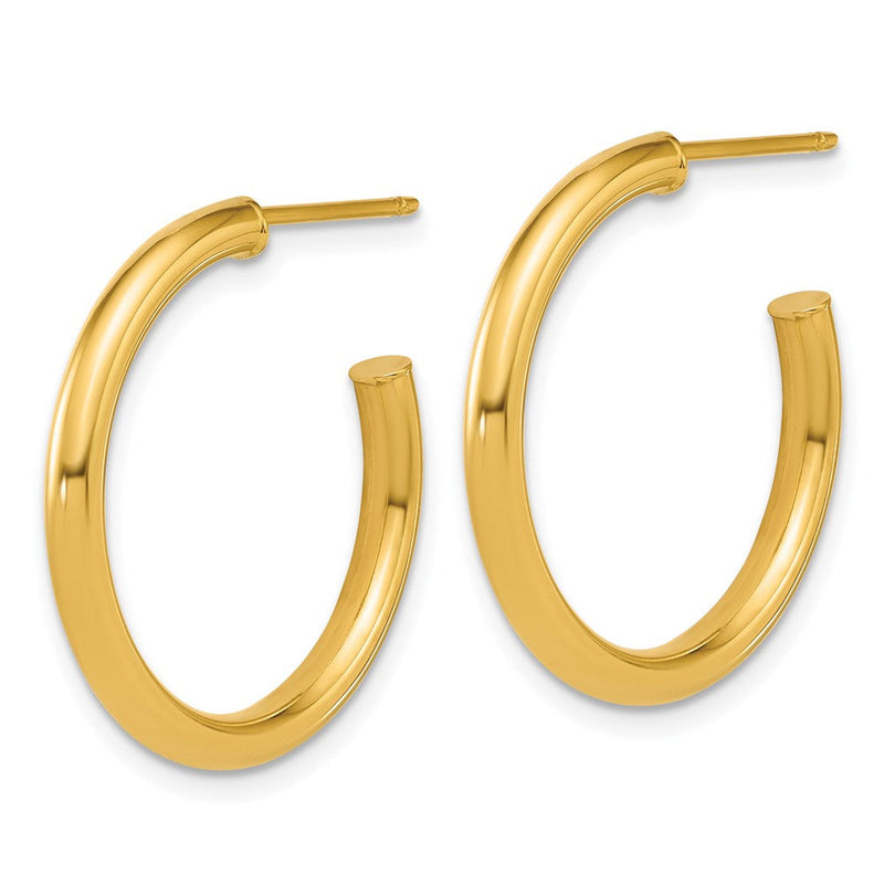 14K Gelbgold 2.5 X 25mm Poliert Stecker Creolen