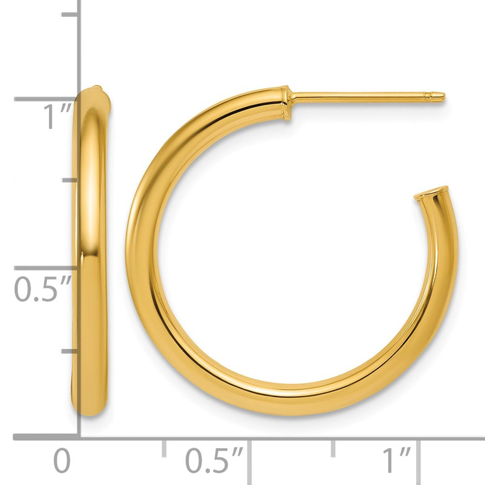 14K Gelbgold 2.5 X 25mm Poliert Stecker Creolen