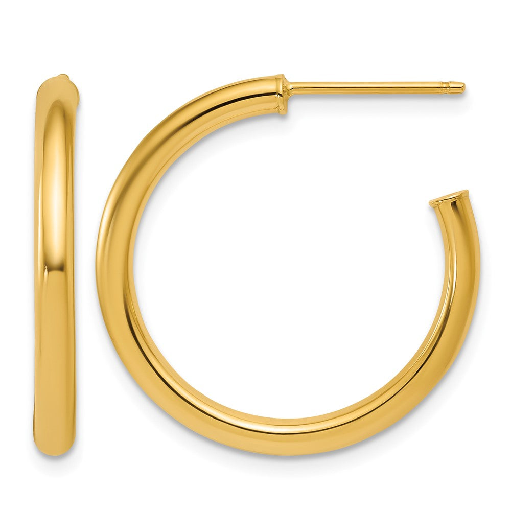 14K Gelbgold 2.5 X 25mm Poliert Stecker Creolen