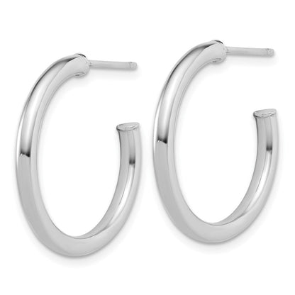 14K Weißgold 2.5 X 25mm Poliert Stecker Creolen