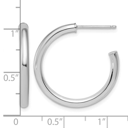 14K Weißgold 2.5 X 25mm Poliert Stecker Creolen