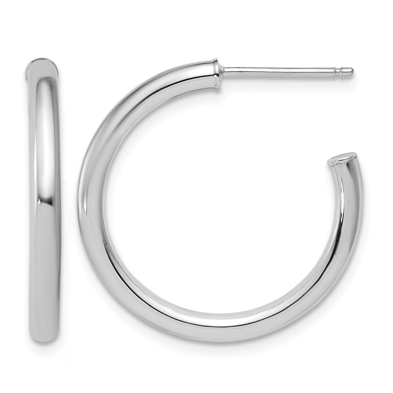 14K Weißgold 2.5 X 25mm Poliert Stecker Creolen
