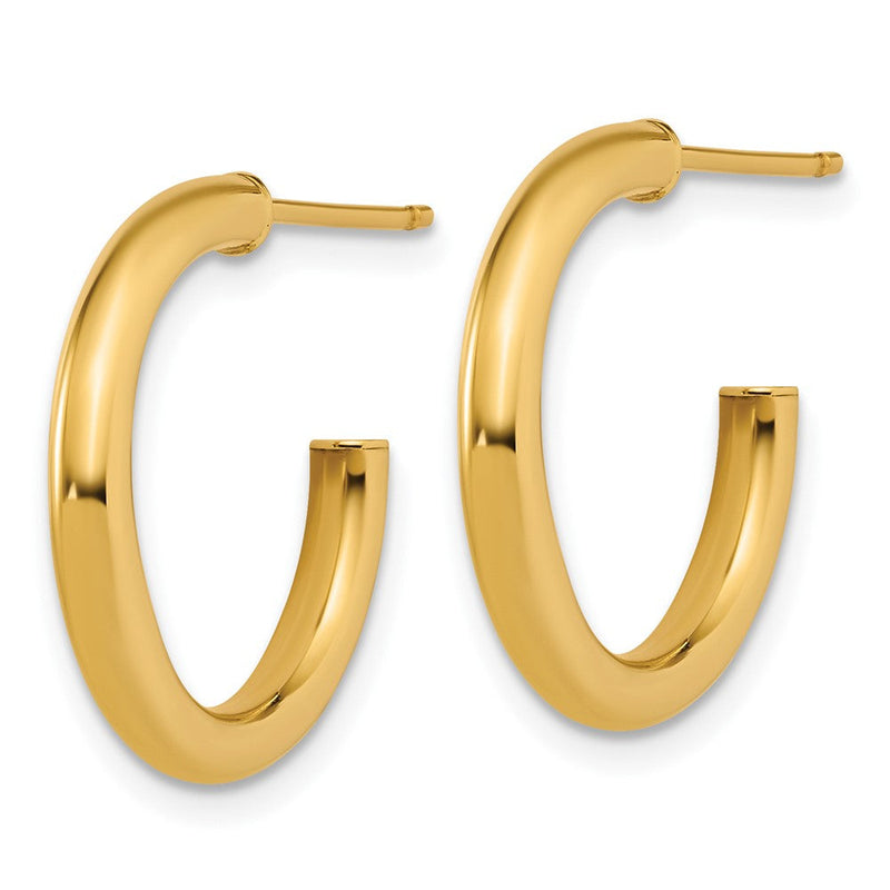 14K Gelbgold 2.5 X 20mm Poliert Stecker Creolen