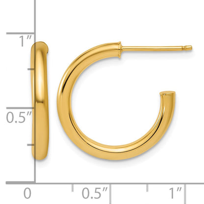 14K Gelbgold 2.5 X 20mm Poliert Stecker Creolen