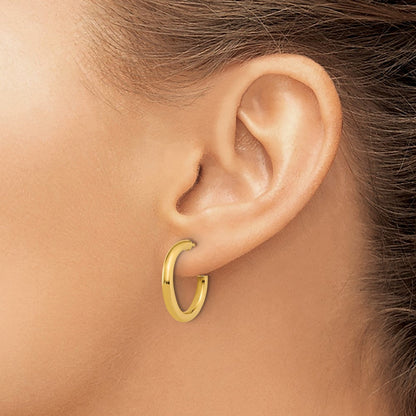 14K Gelbgold 2.5 X 20mm Poliert Stecker Creolen