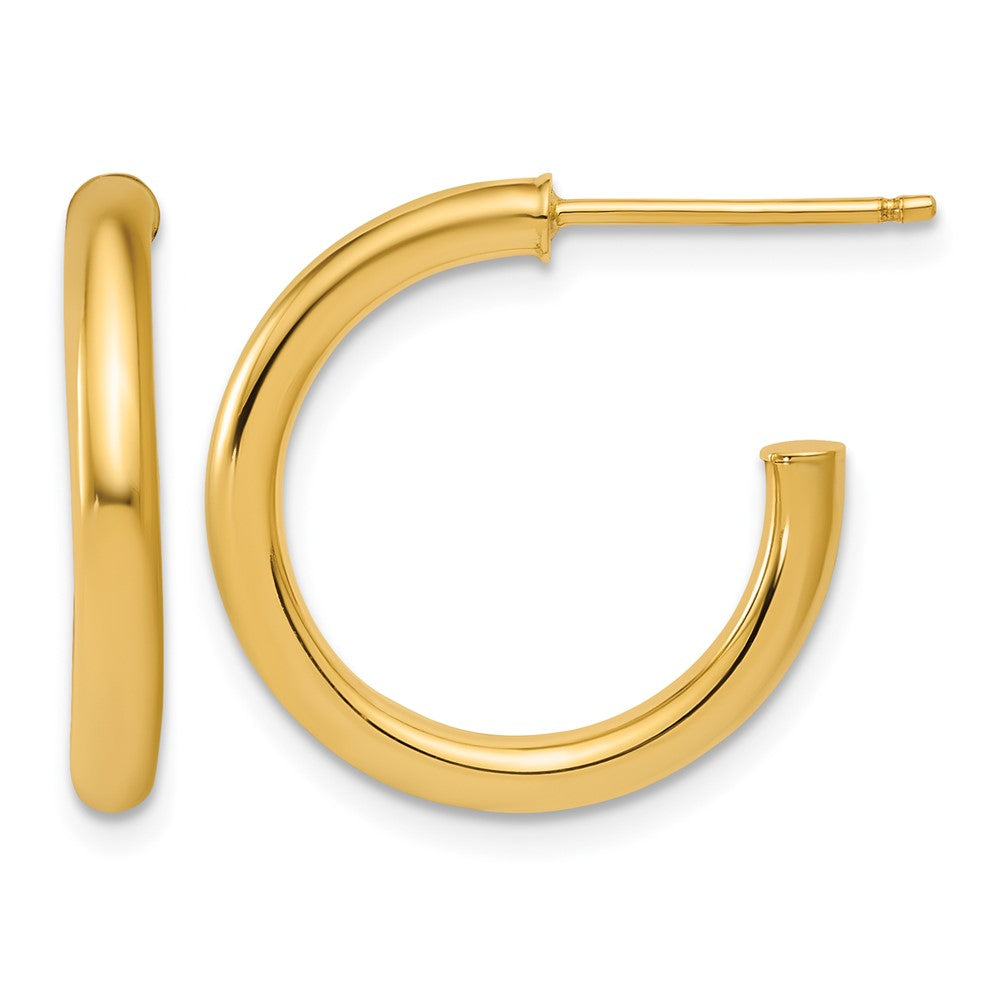 14K Gelbgold 2.5 X 20mm Poliert Stecker Creolen