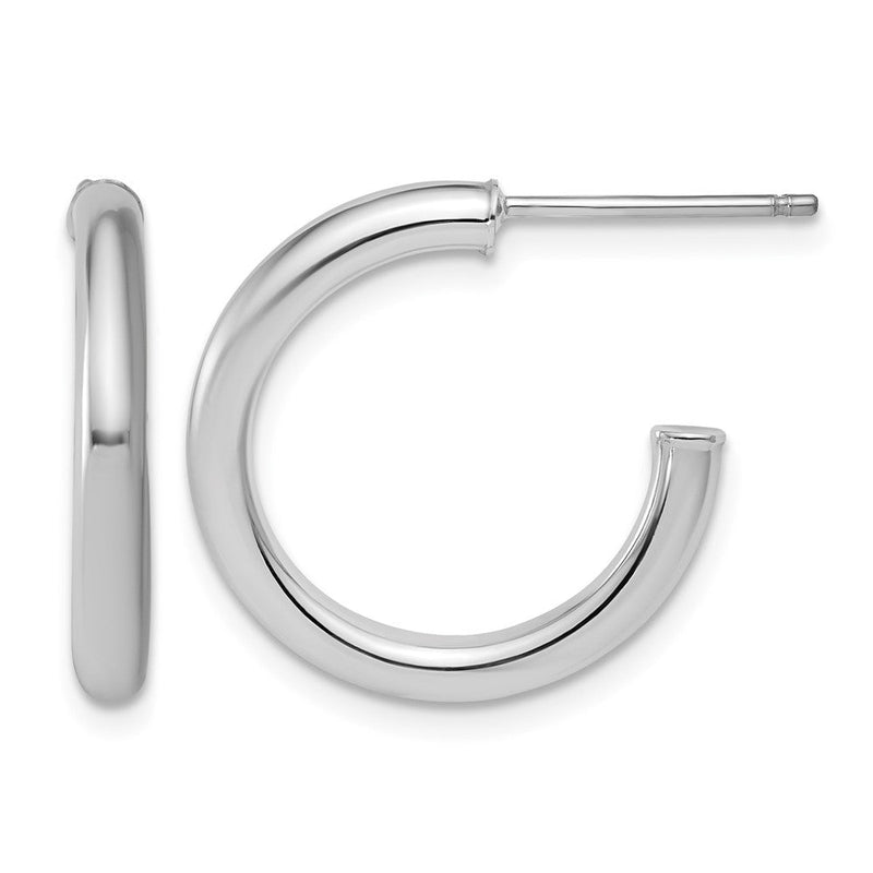 14K Weißgold 2.5 X 20mm Poliert Stecker Creolen