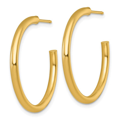 14K Gelbgold 2.5 X 30mm Poliert Stecker Creolen