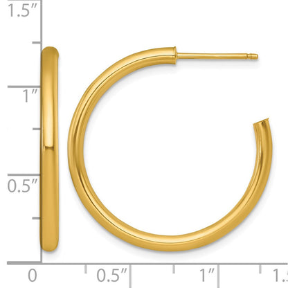 14K Gelbgold 2.5 X 30mm Poliert Stecker Creolen