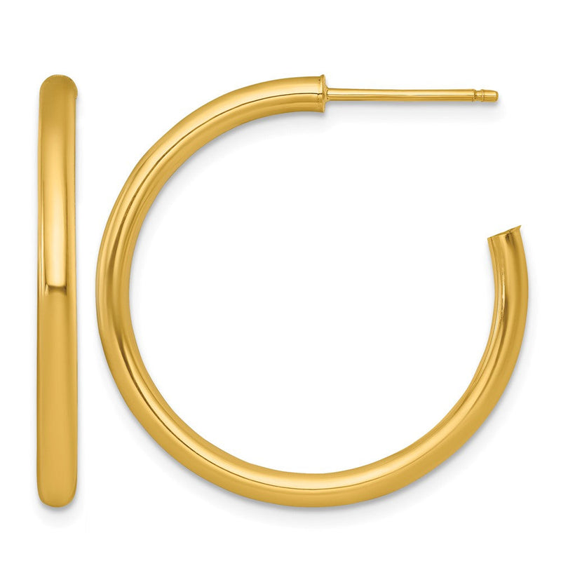 14K Gelbgold 2.5 X 30mm Poliert Stecker Creolen