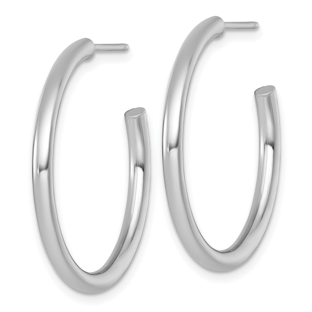 14K Weißgold 2.5 X 30mm Poliert Stecker Creolen