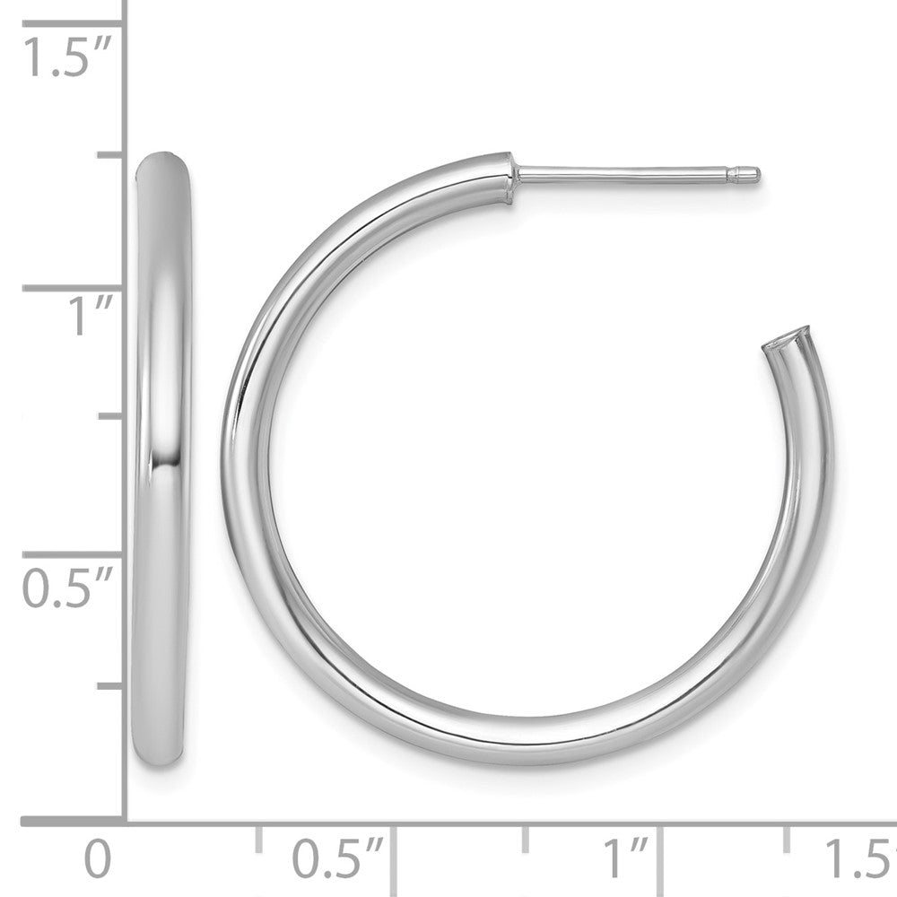 14K Weißgold 2.5 X 30mm Poliert Stecker Creolen