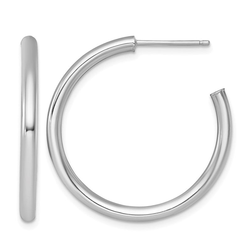 14K Weißgold 2.5 X 30mm Poliert Stecker Creolen