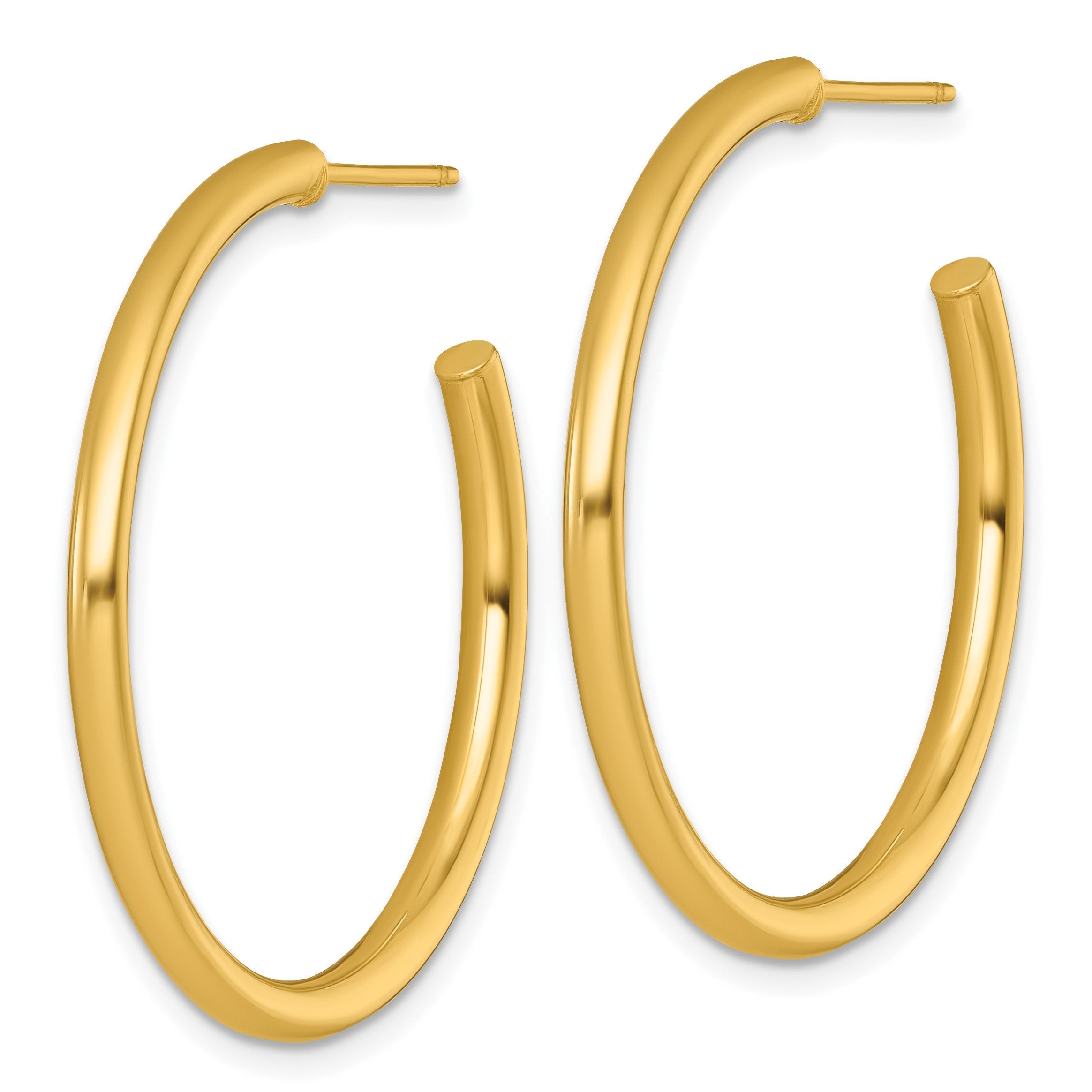 14K Gelbgold Poliert 2.5 X 35mm Röhre C-hoop Ohrstecker