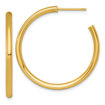 14K Gelbgold Poliert 2.5 X 35mm Röhre C-hoop Ohrstecker