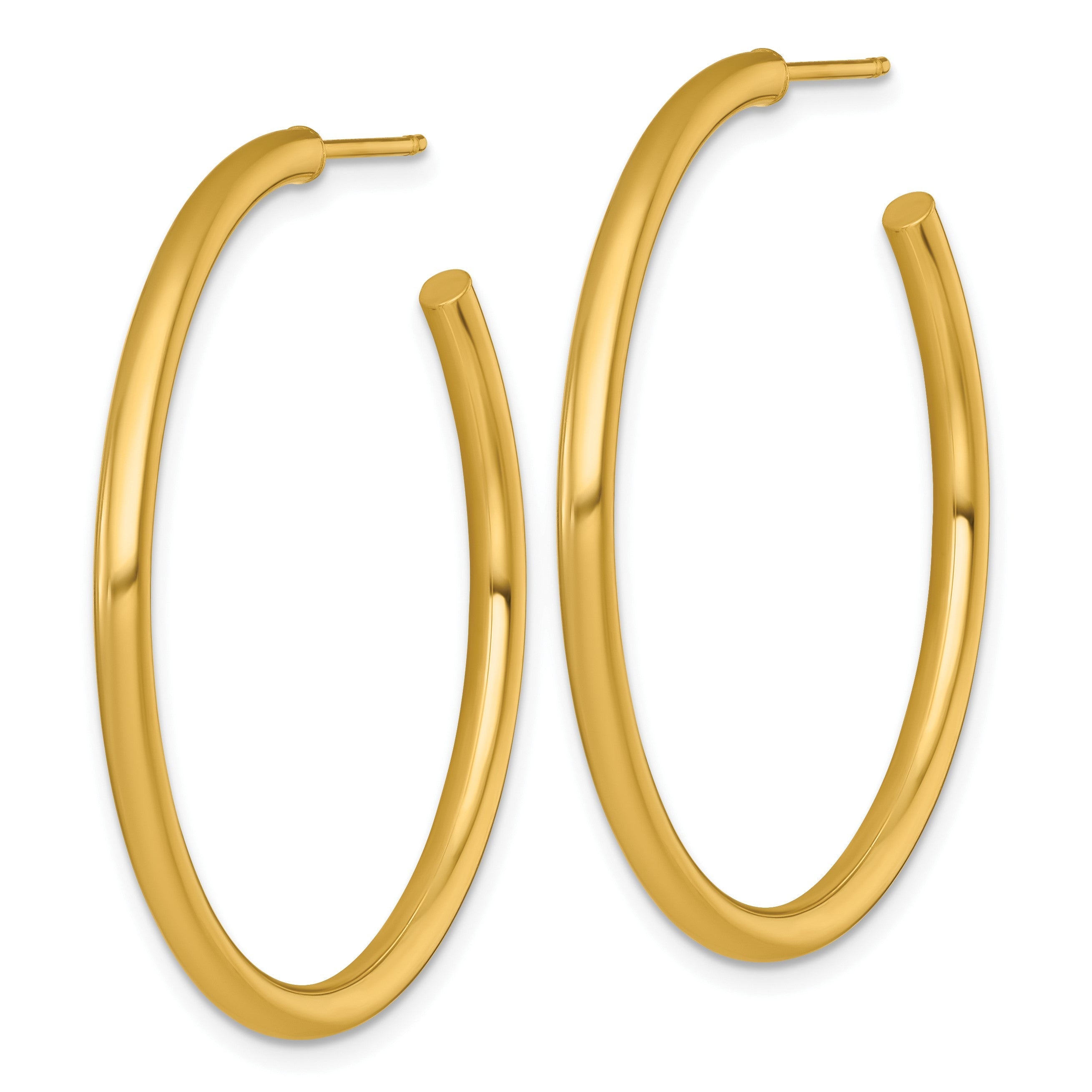 14K Gelbgold Poliert 2.5 X 40mm Röhre C-hoop Ohrstecker