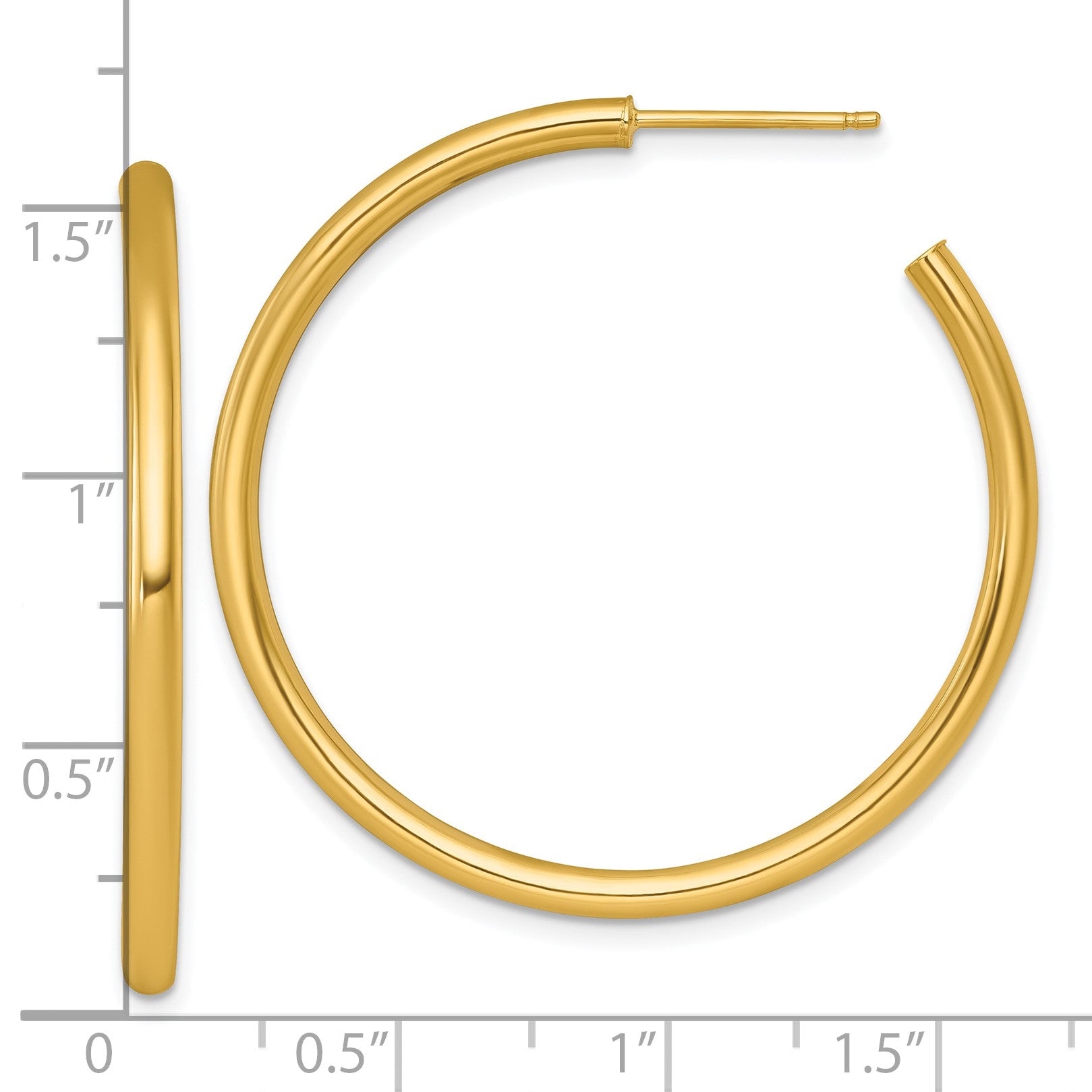 14K Gelbgold Poliert 2.5 X 40mm Röhre C-hoop Ohrstecker