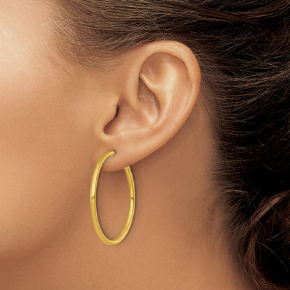14K Gelbgold Poliert 2.5 X 40mm Röhre C-hoop Ohrstecker