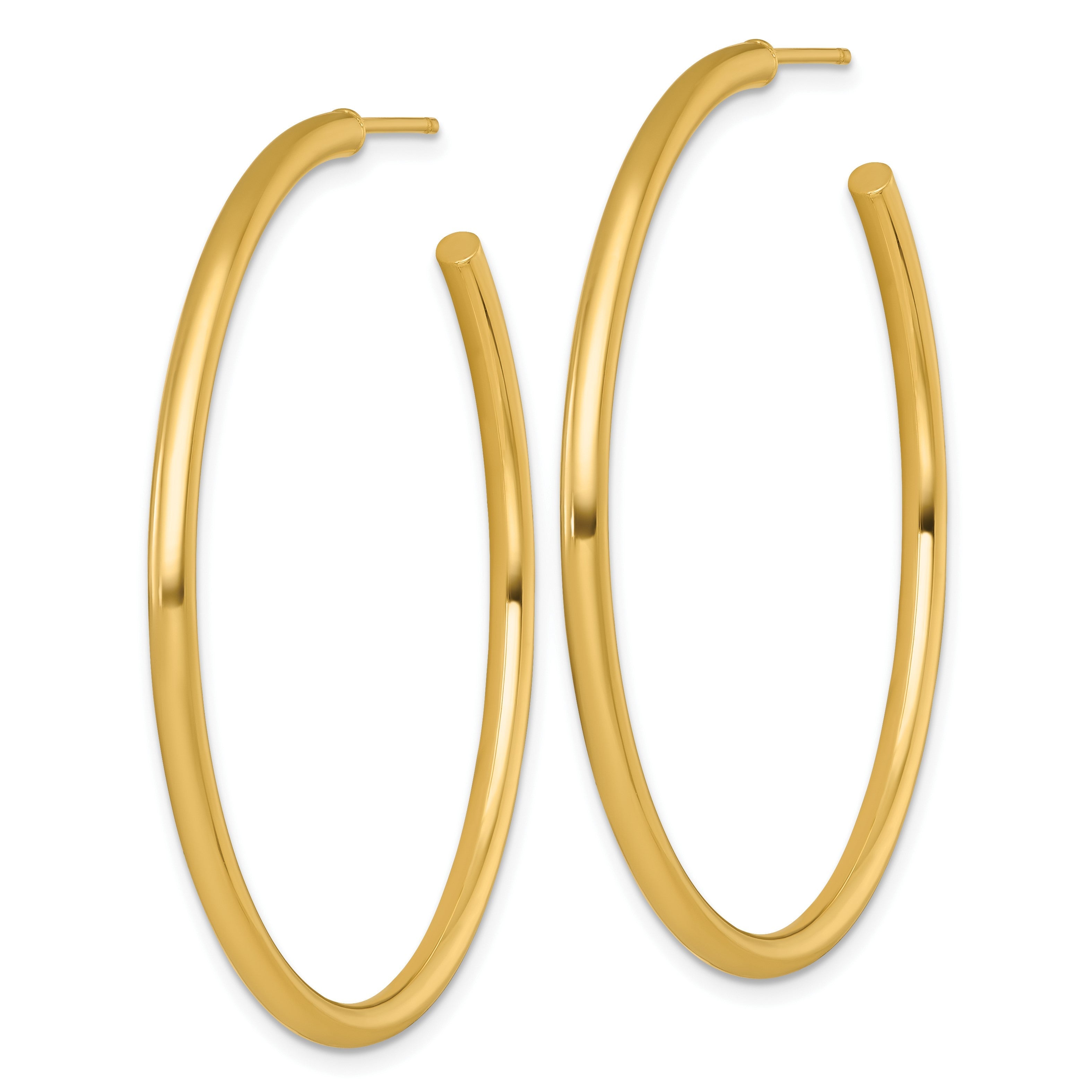 14K Gelbgold Poliert 2.5 X 50mm Röhre C-hoop Ohrstecker
