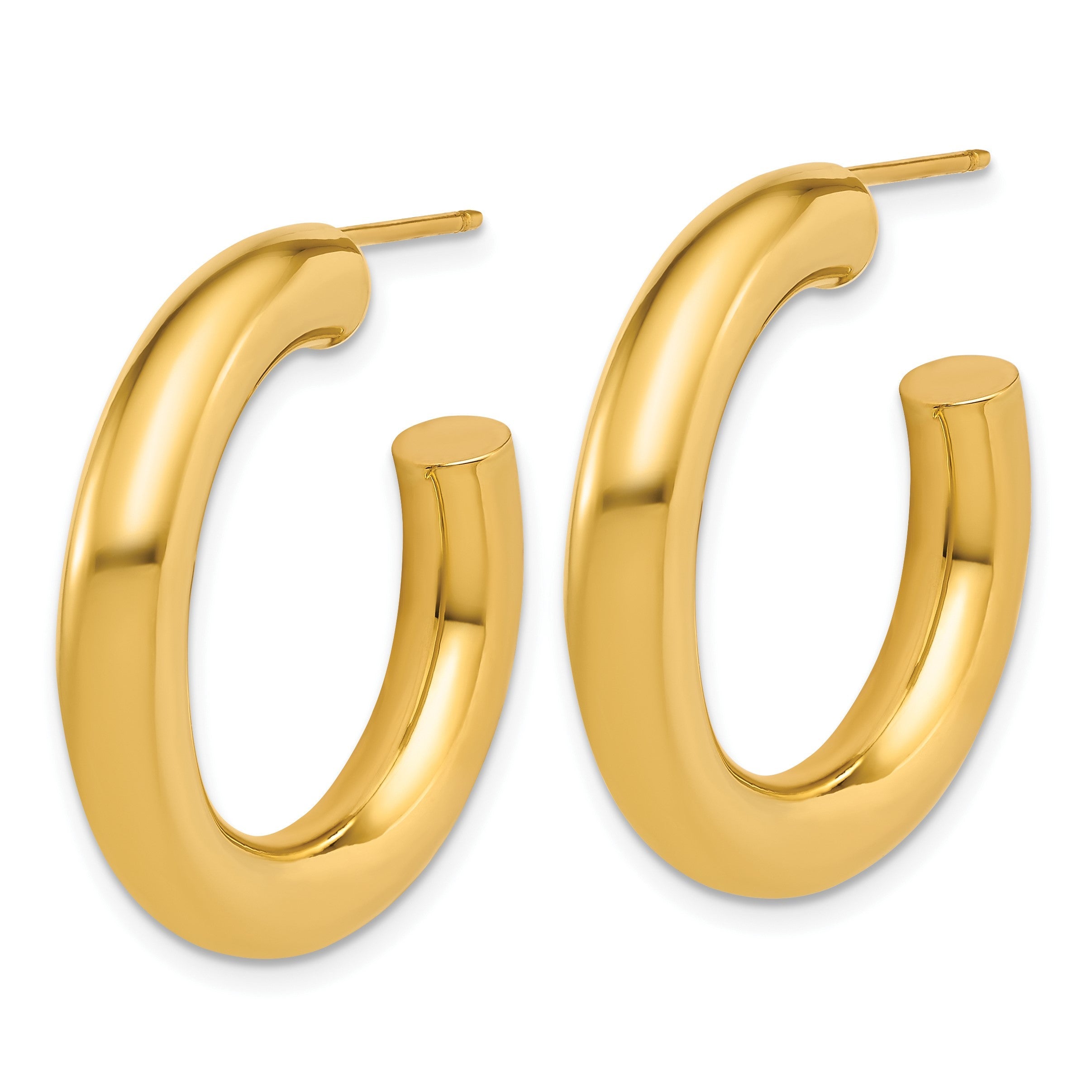 14K Gelbgold Poliert 5.0 X 30mm Röhre C-hoop Ohrstecker