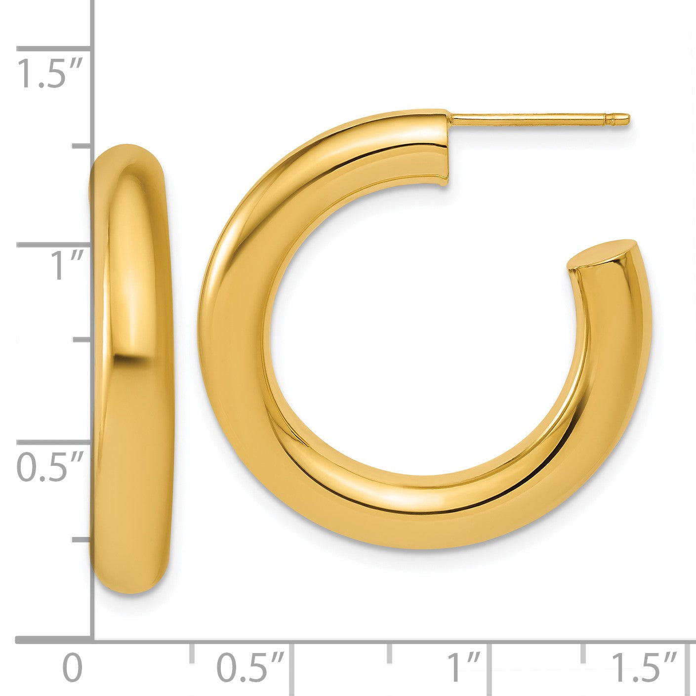 14K Gelbgold Poliert 5.0 X 30mm Röhre C-hoop Ohrstecker