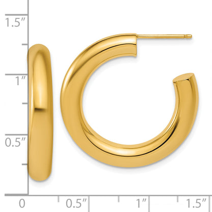 14K Gelbgold Poliert 5.0 X 30mm Röhre C-hoop Ohrstecker