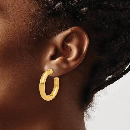 14K Gelbgold Poliert 5.0 X 30mm Röhre C-hoop Ohrstecker