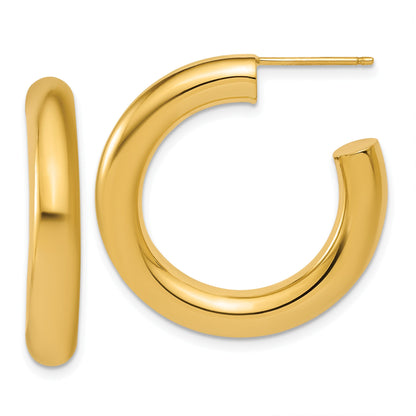 14K Gelbgold Poliert 5.0 X 30mm Röhre C-hoop Ohrstecker