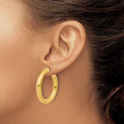 14K Gelbgold Poliert 5.0 X 35mm Röhre C-hoop Ohrstecker
