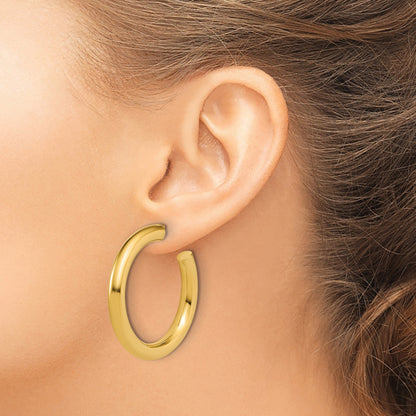 14K Gelbgold Poliert 5.0 X 40mm Röhre C-hoop Ohrstecker