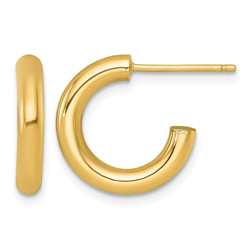 14K Gelbgold 3.0 X 16mm Poliert Stecker Creolen