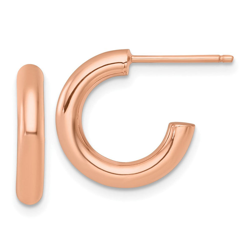 14K Roségold 3.0 X 16mm Poliert Stecker Creolen