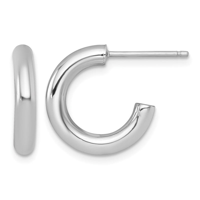 14K Weißgold 3.0 X 16mm Poliert Stecker Creolen