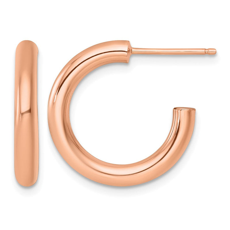 14K Roségold 3.0 X 20mm Poliert Stecker Creolen