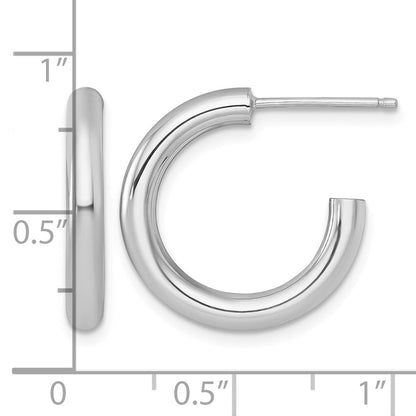 14K Weißgold 3.0 X 20mm Poliert Stecker Creolen