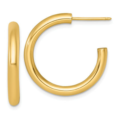 14K Gelbgold Poliert 3.0 X 25mm Röhre C-hoop Ohrstecker