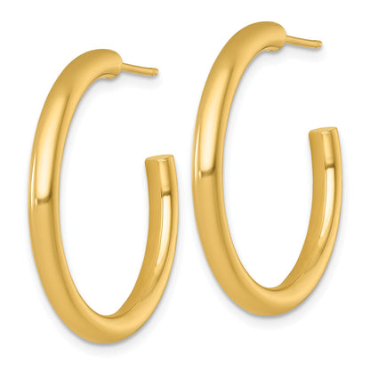 14K Gelbgold Poliert 3.0 X 30mm Röhre C-hoop Ohrstecker