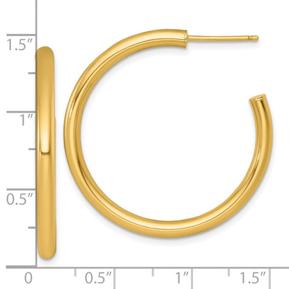14K Gelbgold Poliert 3.0 X 35mm Röhre C-hoop Ohrstecker