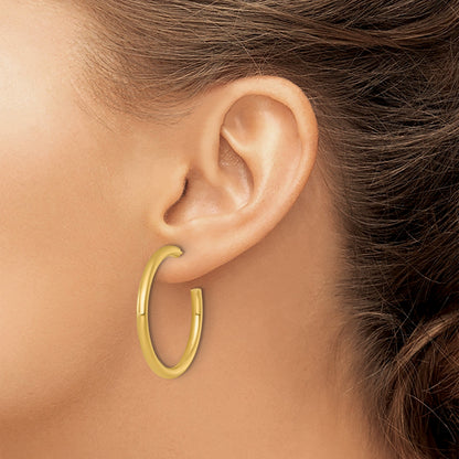 14K Gelbgold Poliert 3.0 X 35mm Röhre C-hoop Ohrstecker