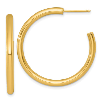 14K Gelbgold Poliert 3.0 X 35mm Röhre C-hoop Ohrstecker